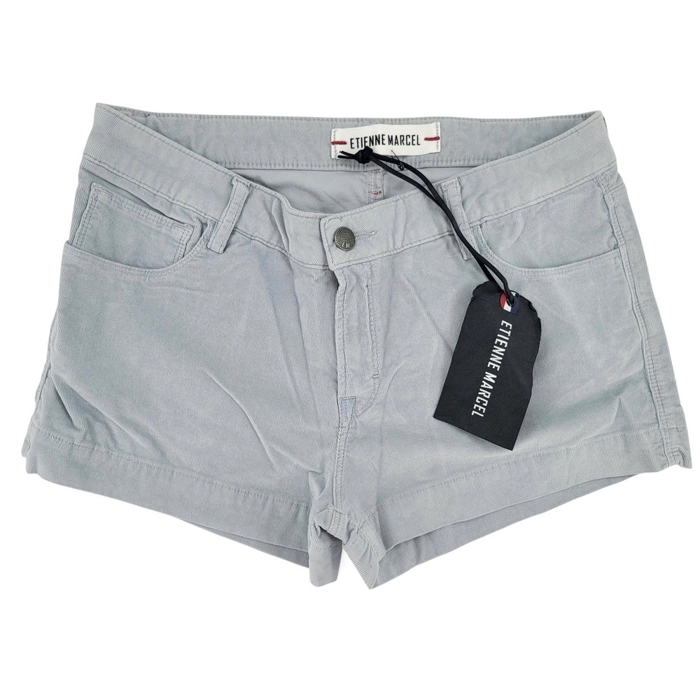 Etienne Marcel Corduroy Shorts Gray Stretch Low Rise Designer Euro Chic NWT 28‎